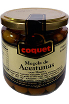   Coquet Assortment of four varieties of olives in glass 300 gr